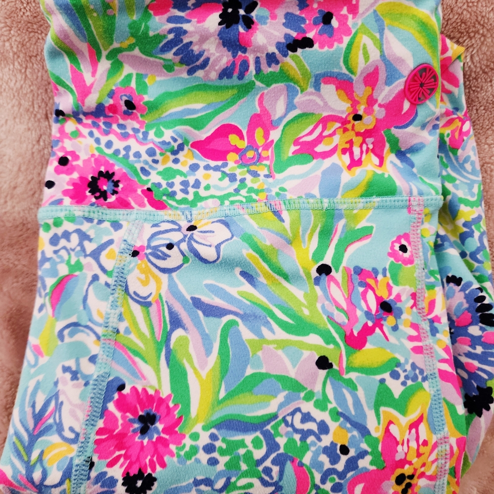LILLY PULITZER COLORFUL Floral Patterned Leggings SPICE: MEDIUM